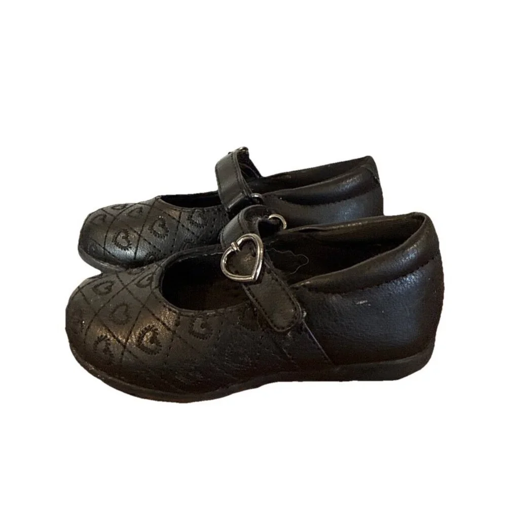 Rachel Shoes Girl's Baby Toddler Mary Jane Shoes Black size 5 Olive Dress Heart